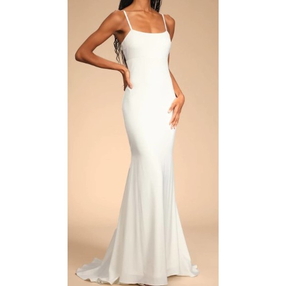 Lulus Dresses & Skirts - LULU'S M Love Cherish White Satin Sleeveless Mermaid Maxi Bridal Dress NEW B58